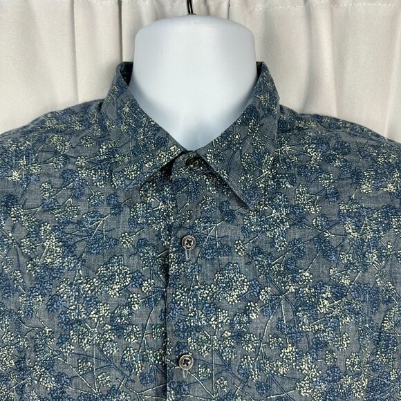 Perry Ellis Mens Floral Short Sleeve Button-Up Shirt Size Large - Picture 3 of 8